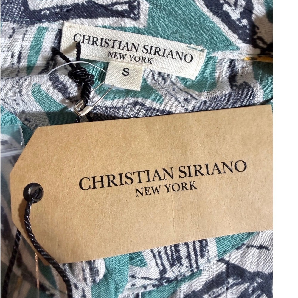 Christian Siriano Blouse Womens Small Green Floral Tie Front Boho Festival NWT - Picture 9 of 10